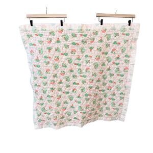 Vintage Handmade Baby Quilt Fairy Garden Snails Mushrooms Cottagecore whimsical